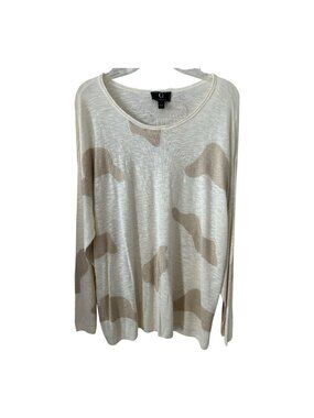G by Giuliana Lightweight Camo Sweater Top 1X Ivory Beige Rayon Knit NWT READ